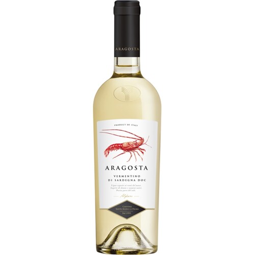 Aragosta, Vermentino di Sardegna DOC, Santa Maria La Palma, Sardínie, Itálie - suché