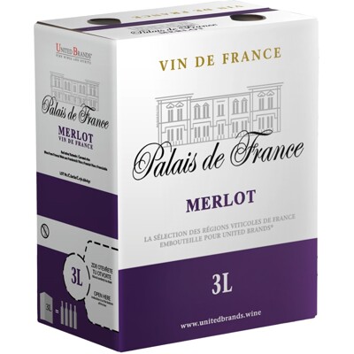 Merlot, Vin de France, Palais de France, Francie, 3litry - suché