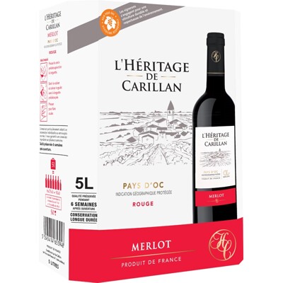 Merlot IGP Pays d´Oc, L´Héritage de Carillan, Maison Johanès Boubée, Francie, ...